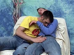 Watch as they pull their jeans off while they make out with each other. They suck cock and jerk each other off. Sasa gets his penis sucked and blows his load on his man. You won't want to miss this hot gay sex action.
