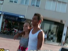 These is Russian couple at the resort area somewhere out of Russia. They are walking around sightseeing. When they are in the hotel room the girl polishes her bf's cock on cam.