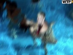 I bet you wouldn't mind getting into this pool filled with chics' juice and dudes' sperm after a wild group sex orgy right into the water in sultry sex clip by WTF Pass.
