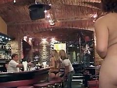 Horny tattooed blonde goes to the bar for a couple of drinks then she is ready to fuck! She got lucky and took his cock in both holes!