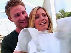 This guy picks up a delinquent blonde. He takes it home and undressed her slowly, checking out her body.