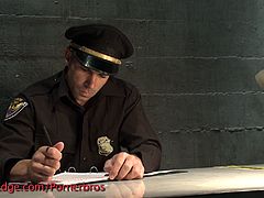 Hot prison guard receives a hard spanking, he can't move he bends over and gets his asshole toyed hard and deep. Wanna see?