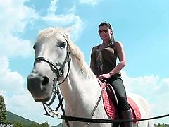 This time you can see gorgeous brunette pornstar Aletta Ocean as she is riding a horse. She is so sexy, that there is no need for her to get naked sometimes.