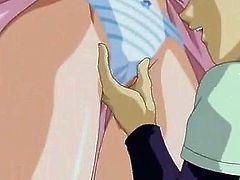 Hot anime gal has pussy fingered