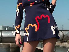 Watching these sexy images under her skirt makes voyeur to ghet very horny