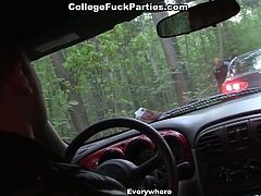 College drunks go out for a party in the woods and turn it into an orgy of sex with lots of sucking and pussy pounding going on in a hot sex party.