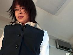 Effortlessly seductive four eyed teacher Rika Kitano is testing her own educational methodic with her student. She tempts him with her juicy boobs and then she kicks his ass.