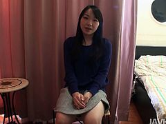 Inexperienced Japanese cutie gets seduced by horny daddy. He sticks his hand under her shirt in order to pet her tits before he takes off her clothes top pinch small round tits while teasing her beaver with vibrator through panties in steamy sex video by Jav HD.