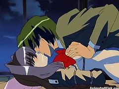 Blue-haired anime chick gets her pussy fingered and drilled hard