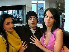 Aletta Ocean with phat booty and Jennifer Dark strips naked before they fondle each other