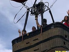 adventurous couple has sex in hot air ballon