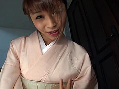 Attractive Japanese girl wearing traditional costume is looking extremely seductive in the clip. She also looks incredible hot and sexy looking straight to the cam while sucking dick in POV.