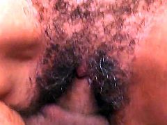 Granny with saggy natural tits named Elektra Lamour takes a dick in her curly haired pussy