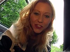 Voracious blonde Carla is a real pro when it comes to pleasing men. She loves the fact that her lover's dick is pretty thick and it turns her on to give him a qualified handjob right in the car.