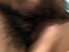 Divine Japanese amateur gives head to delicious penis while getting banged in missionary style. Later she gets her bearded vagina tickled with vibrator in steamy MMF sex video by Jav HD.