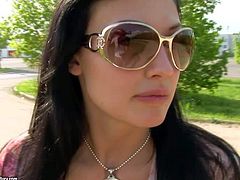 Aletta Ocean is a lovely brunette that is so sexy in her daily life. Playful euro babe bares her shapely butt and pees in the open air after driving a car with the instructor.