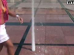 Handsome and very skilful in pickup man is trying to seduce two magnetic blonde chicks to have nice sex with him. Babes cant resist temptation to be banged in a forest.