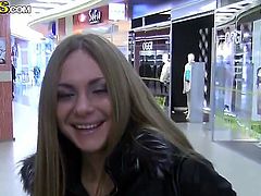 Sexy cute naughty diva Grace seductively walks in mall to get an alpha male then pounded so hard till she squirts