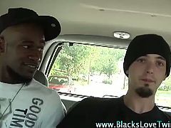 Amateur horny twink gets a mouthful of black cock during a hot interracial threesome. Watch as the white guy tastes those black dongs and loves it!