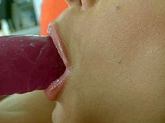 Young adorable redhead beauty Nanny with gigantic natural tits and long hair gets naked and stuff shaved wet cynny with vibrator to warm orgasmic feeling while getting filmed in point of view