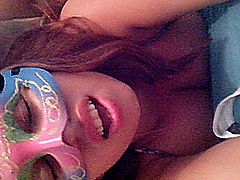 Masked amateur girl