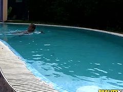 Marina is curvaceous Russian babe with big juicy jugs. She is bathing in the pool outdoor. Marina flashes her boobs squeezing them hard. She teases the guy for sex in the pool. Check out this delicious young chick with curvy body in a hot Reality Kings free porn clip.