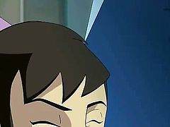 This chick and guy from the Galactik Football team get nasty with each other after a hard fought game of football on the field. She gets down on her knees and deepthroats his rock hard cock until he spews in her mouth.