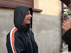 Skanky girl Gloria meets the guy in a suit on a street. He invites her to have fun together. She is lustful girl so she agrees without any hesitation. When they are indoor, mature stud eats her wet pink pussy until she wriggles with joy.