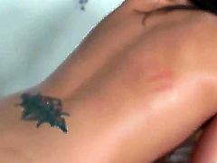 Attractive lesbian blonde bombshell Molly Cavalli with big juicy tits and bouncing ass seduces hot brunette Katie Jordin and has mind blowing sixty nine with her in living room.