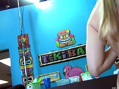 She is preparing herself for the sex games as she undresses and spreads her pussy with her hands. Then this tattooed bitch spins the wheel that shows her to get her pussy eaten. Without any question and wasting no time, she climbs on his body and then sits on his face to make him suck her easily.