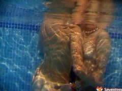 Spoiled Russian teens have fun in sauna. They get into a warm pool where they start drilling each other's aroused pussies with fingers in perverse sex video by Seventeen Video.