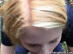 Amateur blonde girl shows her cock sucking skills in this reality video. She gets on her knees and wraps her lips around the guy's hard dick in exchange for money.