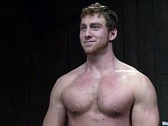 Handsome bugger Connor Maguire is playing dirty games with his blue buddies in a cellar. He gets bound and tortured and then lets the dudes play with his massive hard cock and tight ass.