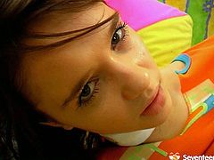 Fresh faced brunette Russian amateur is a real slut who used to make out with grown up daddies. She demonstrates her charms in doggy position before she takes a dildo for intensive masturbation.