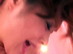 Adorable Asian sweety Mihori suckles on her lovers thick penor. She slowly sits down on his hard dick and slides down making him moan loud before releasing his jizz.