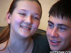 This shy teen and her boyfriend look at something on the computer, but nothing is as interesting as fucking, so they go about doing that.