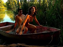They push the boat at shore and hidden by tall grass, they start to take off their clothes.There is no one to bother them there and the warm sun, Watch them fucking passionately like they are having sex for the first time.Enjoy!