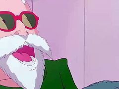 Goku and Master Roshi gangbang this slut. She sucks on Goku's cock and Master Roshi fucks her hard from behind. She chokes on the big dick and can't get enough of his thick cock, coughing up with cum and spit.