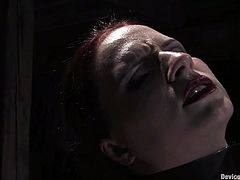 Sexy Claire Adams gets bounded and tortured with claws fixed to her nipples. After that she gets her clothespinned pussy toyed with big dildos.