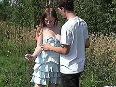 Busty teen Charlotte gets nailed outdoors