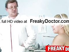 Hairy pussy blonde abused by freaky doctor