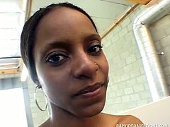 At first Jas may look like the average ebony babe until a producer notice her appeal and hotness. Soon she is naked and down on the guy's hard and big cock going deep inside her mouth then balls deep in her tight snutch.