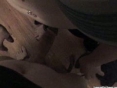 Ruined blond whore takes off her dress in front of aroused lover before she squats down in front of him to give him a thorough blowjob in pov sex scene by Pornstar.