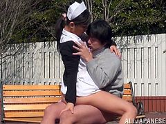 Kinkiest Japanese Nurse Having Hot Sex in Public on Bench