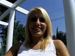 Sextractive blondie gets picked up in the street by voracious dude. He lures her home where she gets nude and allows him to maul her oversized big nippled tits and later squats down to give him a blowjob in peppering pov sex video by Pornstar.