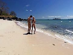 hot couple fuck close to the ocean