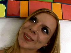 Shameless Russian blondie named Natasha brags off her jiggly ass bottomless. then she gets totally naked and treats her partner with blowjob.