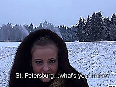 Russian chick Alexa hitches a ride then the driver offers her money to see her boobs. Alexa gets the money and she lets him touche her round boobs. The driver wants more so he wants to fuck Alexa. Alexa lets him bangs her pussy inside the truck then later on Alexa gets a jizzed in her face.