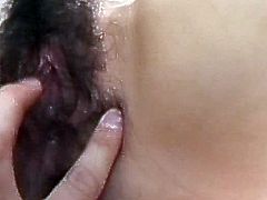 Sweetie loves having her hary asian pussy being stimulated so deep and fine