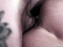 This dark-haired whore is a sex freak. Seriously, this chick loves to fuck. Horny stud pounds her twat from behind. A bit later he fucks her snatch in missionary position. Then she finishes off his cock with her mouth.
